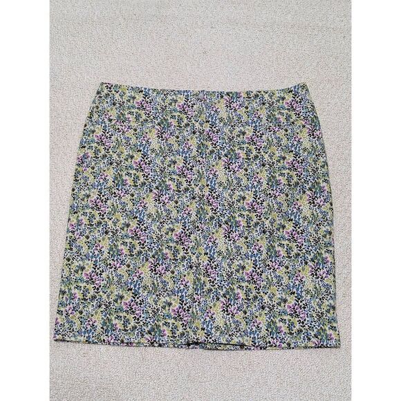 J.Jill Womens Multicolor Live In Chino Floral Straight Pencil Mini Skirt Size 12 - Picture 1 of 4